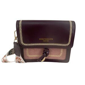 SN&Fashion Sen Nai Burgundy & Pink Crossbody Bag Adjustable Strap Travel Casual